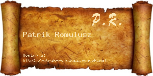 Patrik Romulusz névjegykártya
